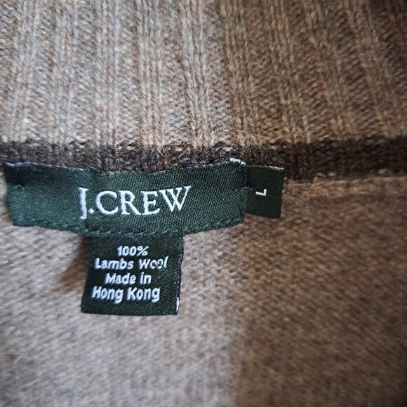J.Crew Men's L Brown 100% Lambs Wool 1/4 Zip Long Sleeve Turtleneck Sweater - Picture 2 of 8